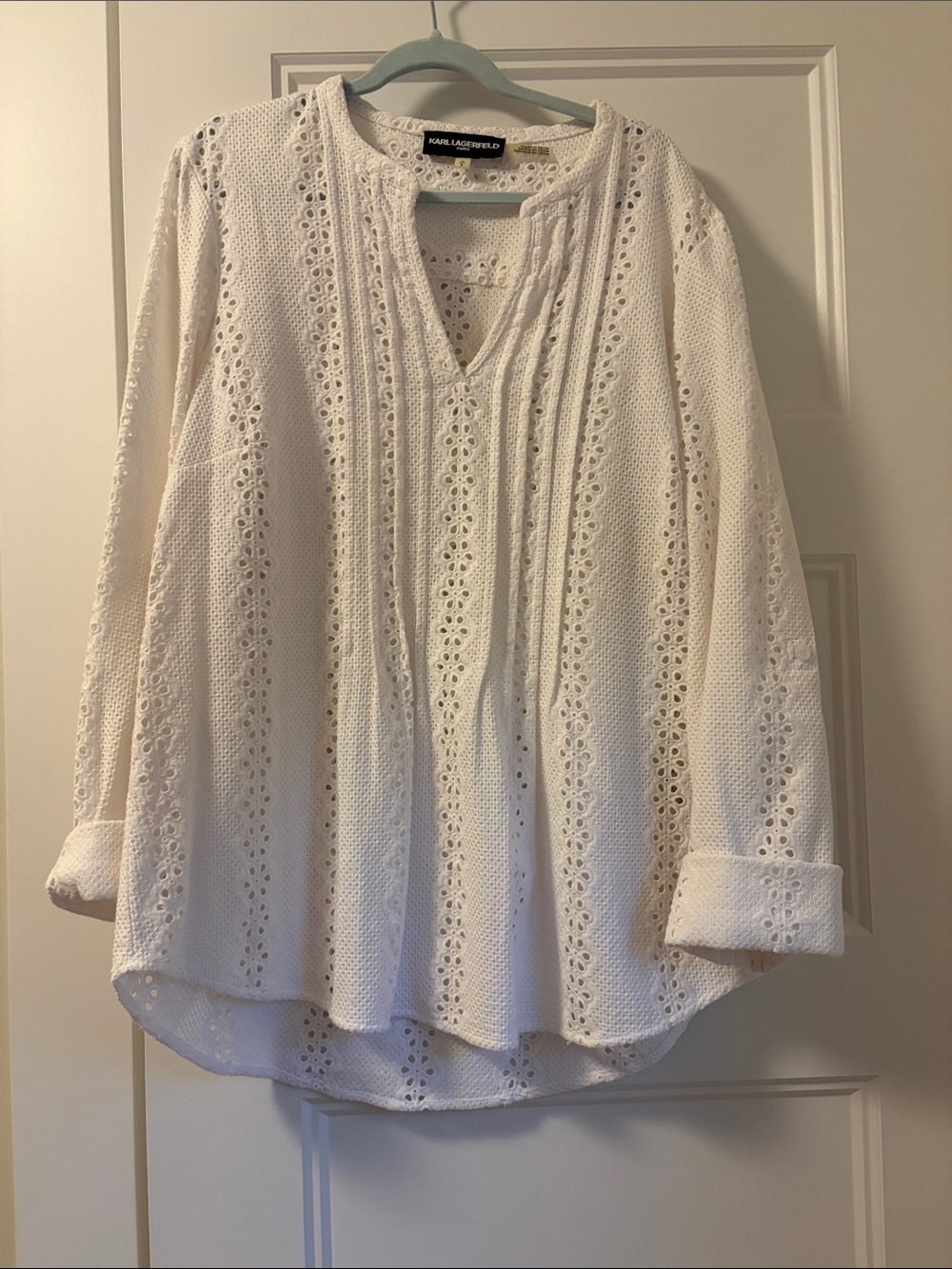Karl Lagerfeld White Broderie Eyelet Tunic Top. 100% cotton